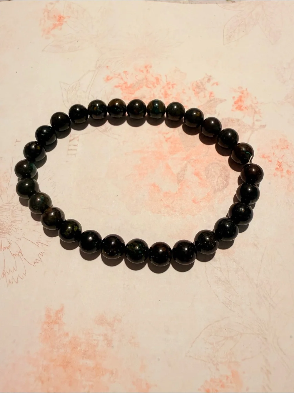 Green and Brown Azurite Beaded Stretch Bracelet